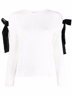 RED Valentino bow-detail pointelle-knit jumper - White