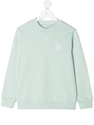 Dolce & Gabbana Kids logo patch crew neck sweatshirt - Green