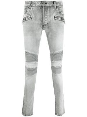 Balmain ribbed-panel slim-fit jeans - Grey