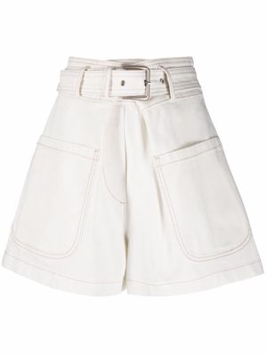 12 STOREEZ paperbag belted shorts - Neutrals