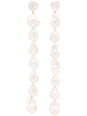 By Pariah 14kt yellow gold Baroque Lariat pearl drop earrings