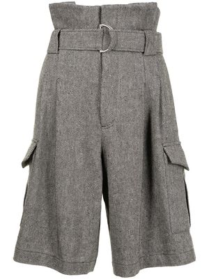 Goen.J belted paperbag-waist bermuda shorts - Grey