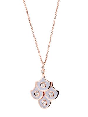 Selim Mouzannar 18kt rose gold fish scale diamond and lilac enamel pendant necklace - Pink