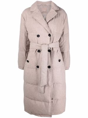12 STOREEZ padded double-breasted coat - Neutrals