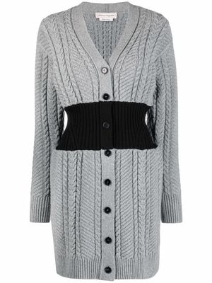 Alexander McQueen bi-colour cable knit cardigan - Grey