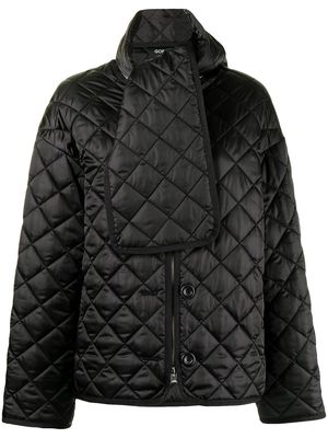 Goen.J scarf-detail quilted oversized jacket - Black
