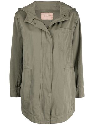 TWINSET hooded long-sleeve jacket - Green