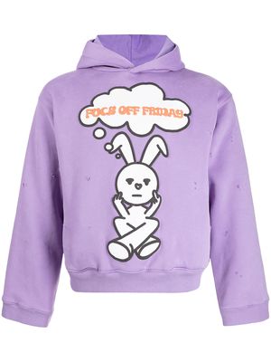 DUOltd Distressed slogan-print hoodie - Purple
