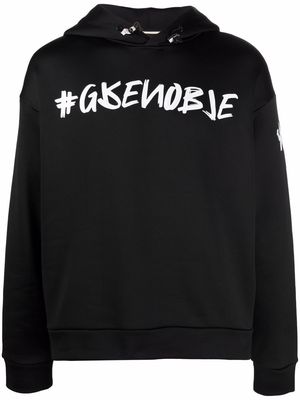 Moncler Grenoble slogan-print cotton hoodie - Black