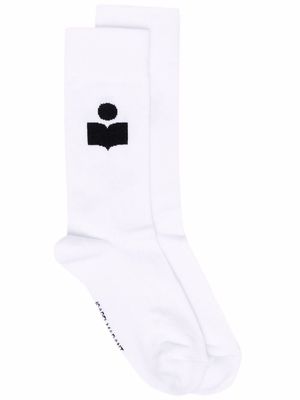 Isabel Marant logo embroidered socks - White