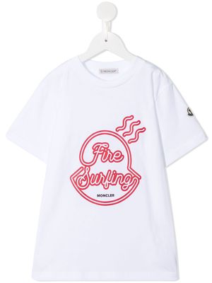 Moncler Enfant fire surfing-print T-shirt - White