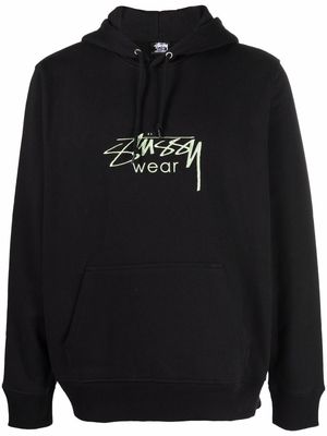 Stussy logo-print pullover hoodie - Black