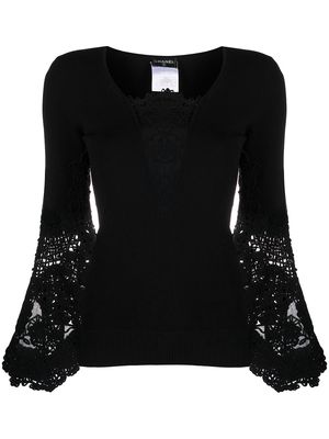 Chanel Pre-Owned crochet detailing jumper - Black