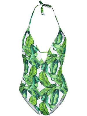 MC2 Saint Barth Banana leaves one-piece swimsuit - Green