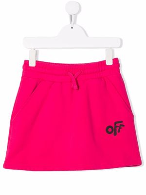 Off-White Kids logo-print track skirt - Pink