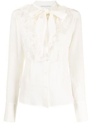 Ermanno Scervino Organza bow-detail silk blouse - White