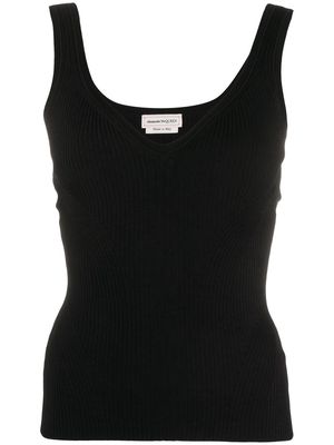 Alexander McQueen ribbed knitted top - Black