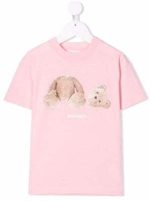 Palm Angels Kids teddy bear-print cotton T-shirt - Pink