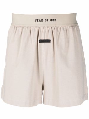 Fear Of God logo-waist cotton shorts - Neutrals