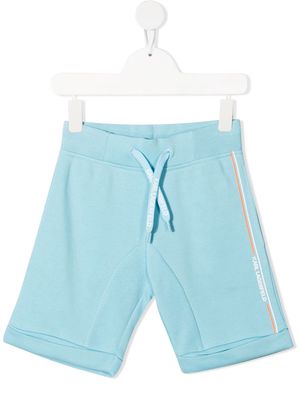 Karl Lagerfeld Kids logo-stripe track shorts - Blue