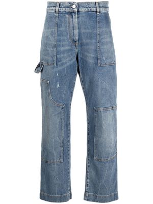 MSGM panelled straight-leg jeans - Blue