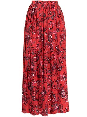 Erdem floral-print pleated skirt - Red