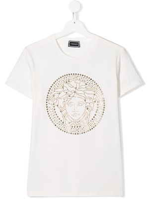 Versace Kids TEEN studded logo T-shirt - White