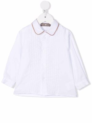 Little Bear pleat-panelled longsleeved shirt - White