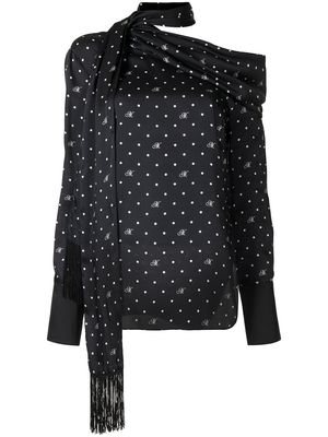 Monse asymmetric scarf detail blouse - Black