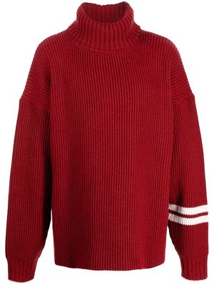 UNIFORME stripe-sleeve knitted jumper - Red
