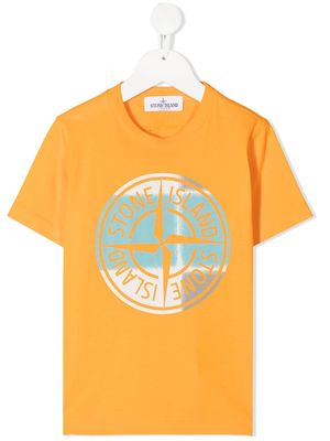 Stone Island Junior logo-print cotton T-Shirt - Orange
