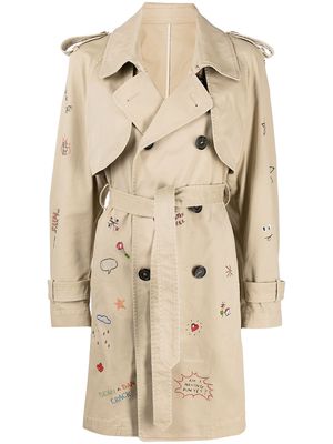 Dsquared2 logo-embroidered trench coat - Neutrals