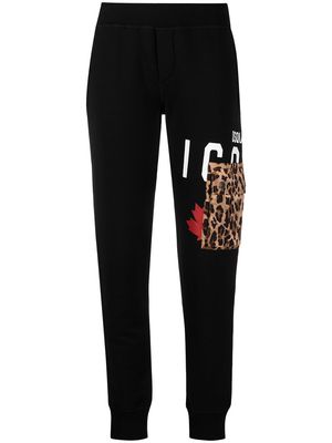Dsquared2 Icon leopard-pocket track pants - Black