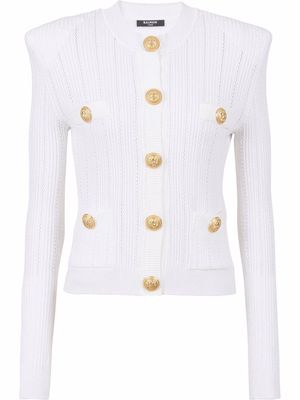 Balmain fine-knit button-fastening cardigan - White