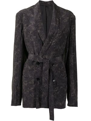 Lemaire abstract print silk double-breasted jacket - Black
