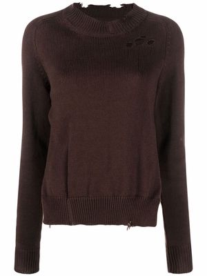Maison Margiela ripped-detail knitted jumper - Brown