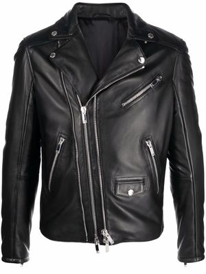 Les Hommes zip-detail biker jacket - Black