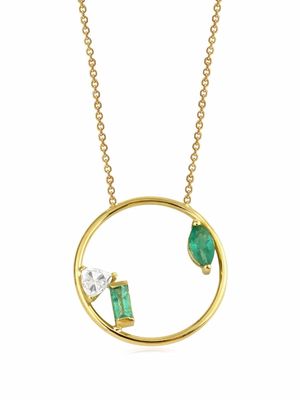 Gfg Jewellery 18kt yellow gold Project 2020 emerald diamond pendant necklace