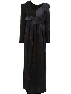 Yohji Yamamoto two-tone silk maxi dress - Grey