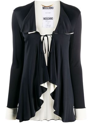 Moschino Pre-Owned tie-front waterfall cardigan - Black