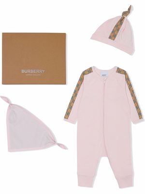 Burberry Kids Vintage check trim three-piece gift set - Pink
