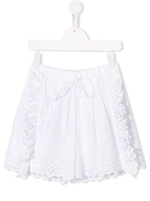 Alberta Ferretti Kids embroidered ruffled shorts - White