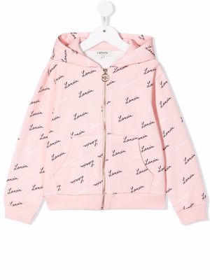 LANVIN Enfant logo-print zip-up hoodie - Pink
