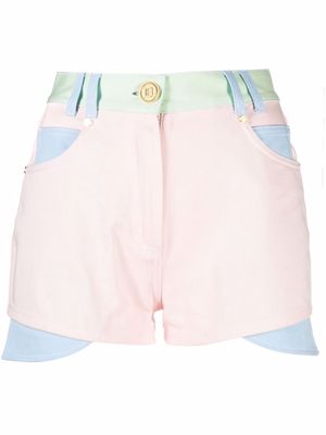 Balmain logo-patch denim shorts - Pink