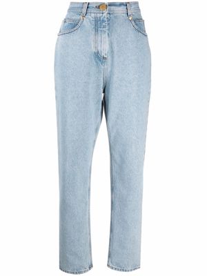 Balmain logo patch high-waisted jeans - Blue