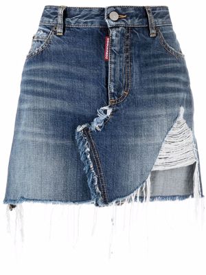 Dsquared2 distressed mini denim skirt - Blue