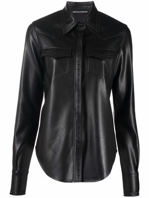 Ermanno Scervino button-up faux leather shirt - Black