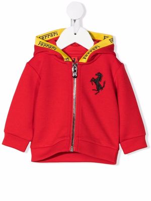 Ferrari Kids logo-tape zip-up hoodie - Red