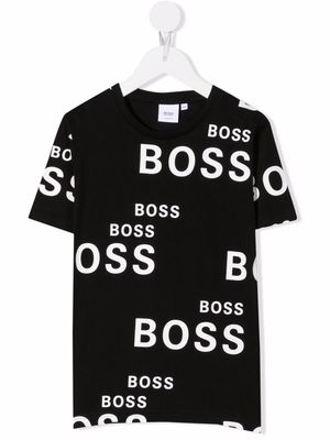 BOSS Kidswear logo-print T-shirt - Black