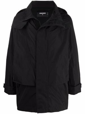 Dsquared2 logo-print hooded mid-length coat - Black